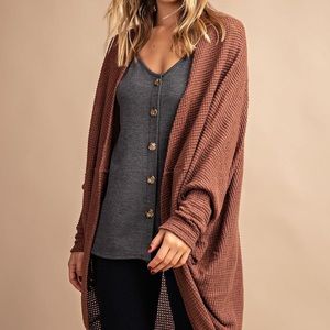 Waffle Sweater Cardigan